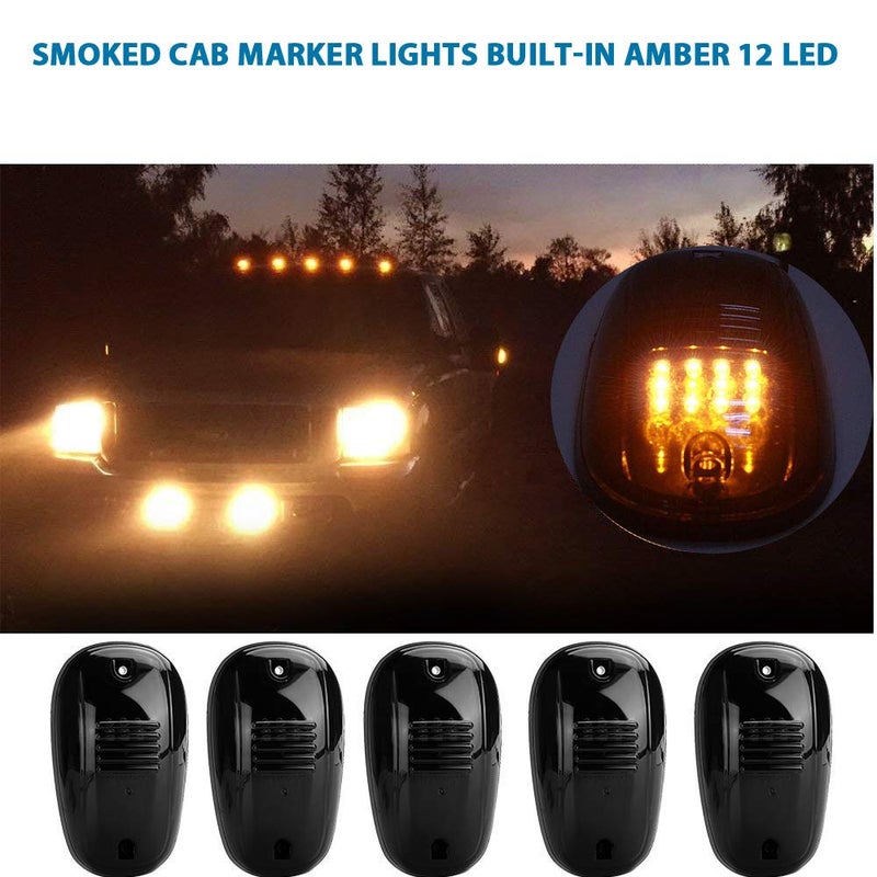 NPAUTO نباوتو 5 قطع 12 LED أضواء كاب مدخنة برتقالية بديلة لسيارات دودج رام 1500 2500 3500 4500 5500 من 2003-2018 أضواء سقف التباين وأضواء التشغيل مع مجموعة الأسلاك - Image 3